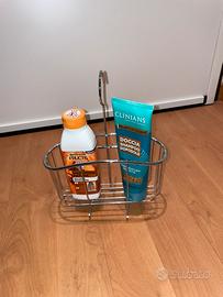 Portaoggetti cromato per doccia