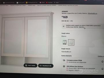 Mobile a specchio con due ante bianco