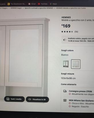 Mobile a specchio con due ante bianco
