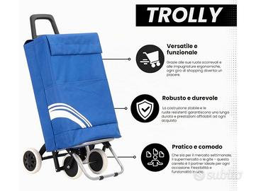Trolley carrello spesa 4 ruote 40 litri