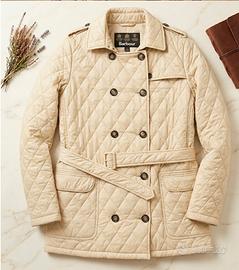 Barbour Vintage Quilted Trench Coat - Beige Nuovo