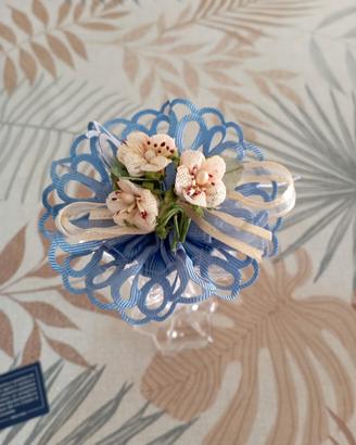 candeliere in cristallo ,fiore argento 925