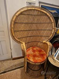 poltrona pavone in rattan