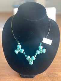 Collana Turchese filo Ottone + orecchini