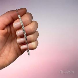 Bracciale oro bianco e rosa con diamanti