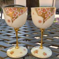 Coppia calice bicchiere da vino Kutani Giappone