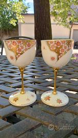 Coppia calice bicchiere da vino Kutani Giappone