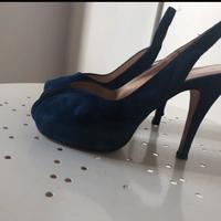 Decoltè open toe blu cobalto