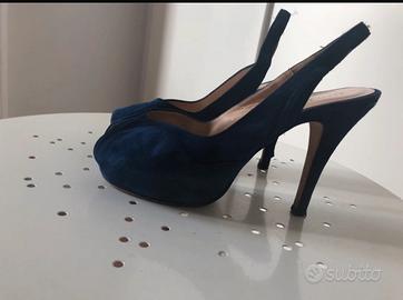 Decoltè open toe blu cobalto