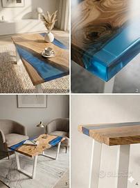 tavolo resina epossidica e massello