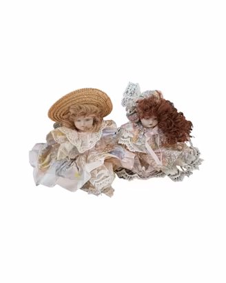 Coppia Bambole Vintage in Porcellana Articolate /