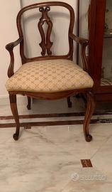 Sedie antiche in mogano e seta