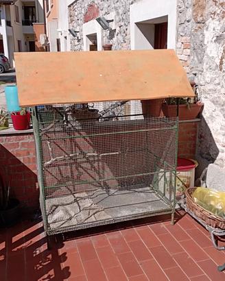 voliera per piccoli uccelli in ferro e rete 