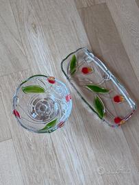 Set Centrotavola e Vassoio in Vetro - Decoro Tulip