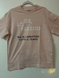 T-shirt “Ok lo faccio” ironica beige