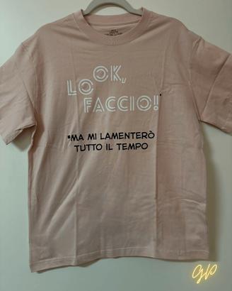 T-shirt “Ok lo faccio” ironica beige