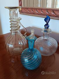 boccette e bottiglia anfora vetro Murano vintage 