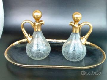 Ampolle Signorili in cristallo ,  decori oro zecch