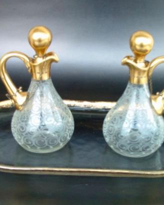 Ampolle Signorili in cristallo ,  decori oro zecch