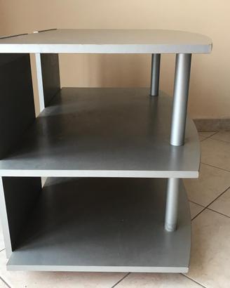 Mobile porta TV moderno color argento su ruote