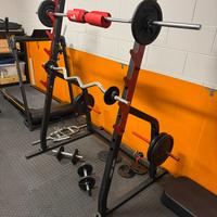 Gabbia per Squat + Panca Multifunzione + Parallele