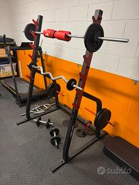 Gabbia per Squat + Panca Multifunzione + Parallele