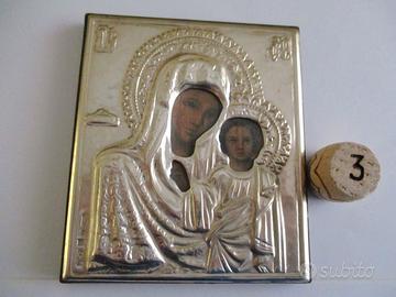 Icona in argento e legno