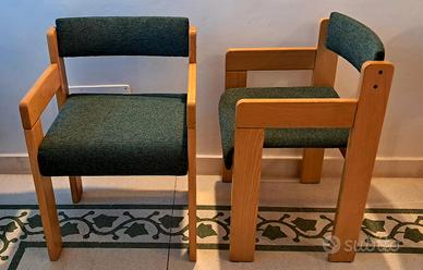 Set 2 Poltroncine Vintage In Frassino E Tessuto