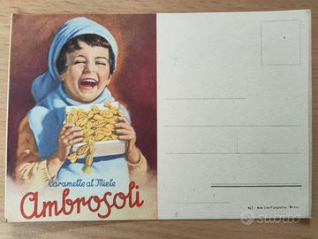 Cartolina pubblicitaria caramelle Ambrosoli
