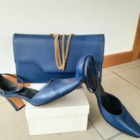 Scarpe e pochette coordinate in vera pelle