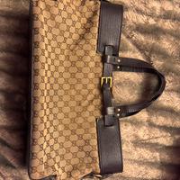 Borsa Gucci Abbey GG canvas e pelle marrone origin