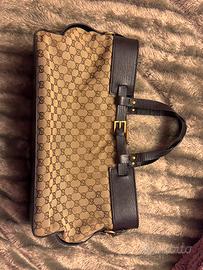 Borsa Gucci Abbey GG canvas e pelle marrone origin