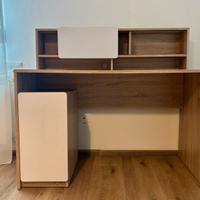 SCRIVANIA CON CASSETTIERA E MENSOLE