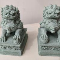 Cani Foo in Resina Simil Pietra Alti 9 cm Coppia