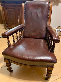 Poltrona inglese in pelle originale
