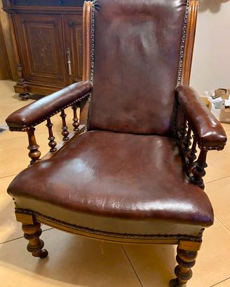 Poltrona inglese in pelle originale