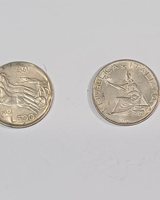 2 Monete da 500 Lire Argento