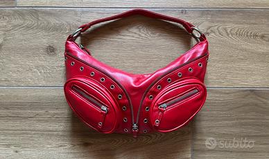Borsa a spalla rossa in pelle vintage Helix donna