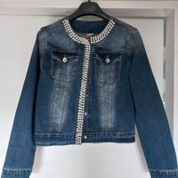 Giubbotto in jeans con perle Tg.M