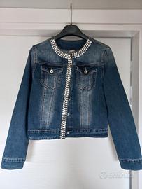Giubbotto in jeans con perle Tg.M