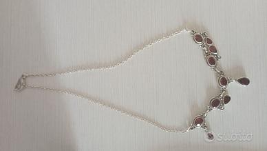 Collana argento e agata rossa