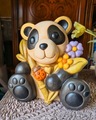 Statuina Panda Thun originale con bambù e fiori