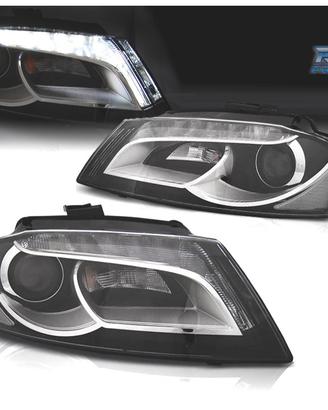 FARI PER AUDI A3 8P 08-12 TRU DRL FONDO NERO