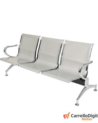 Panca per sala attesa 3 posti in acciaio Silver