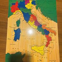 puzzle in legno con le regioni d'Italia