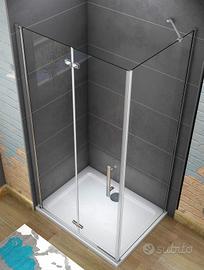 Box doccia 90x70x185 porta pieghevole parete fissa