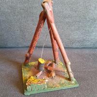 focolare fuoco presepe Natale vintage in legno