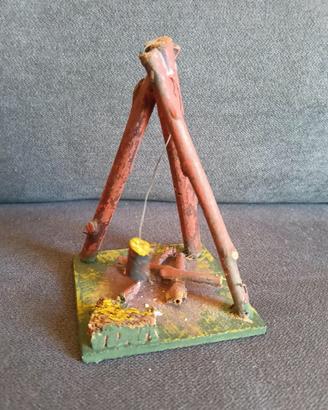 focolare fuoco presepe Natale vintage in legno