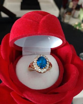 anello in oro 18k con diamanti e zaffiro ol