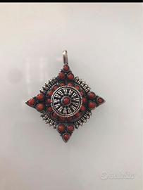 Ciondolo  argento indiano925 multipietra vintage